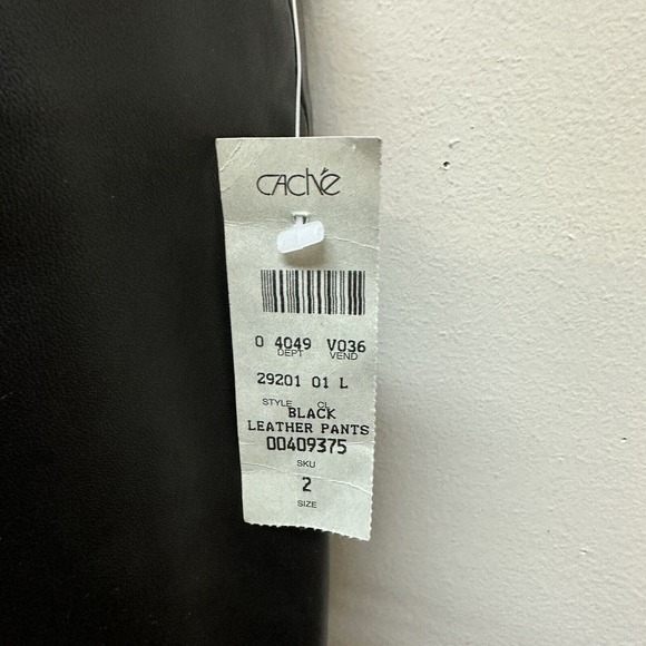 Vintage Y2K Cache Black 100% Soft Leather Pants Size 2 26" Waist Boot Cut NEW - Picture 6 of 11
